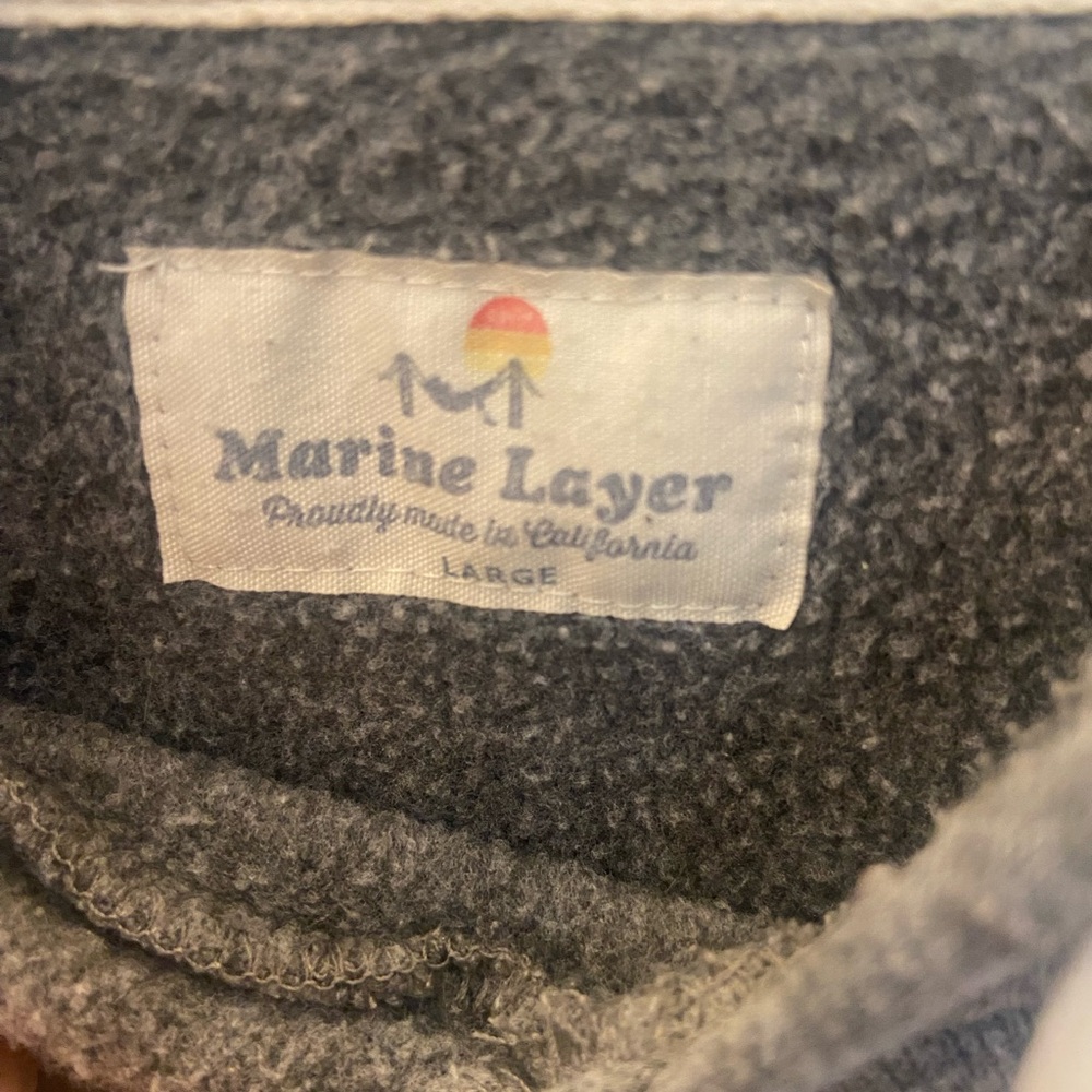 Marine Layer Banks Gray Hoodie with Red Orange, and Yellow Stripes - Picture 5 of 6